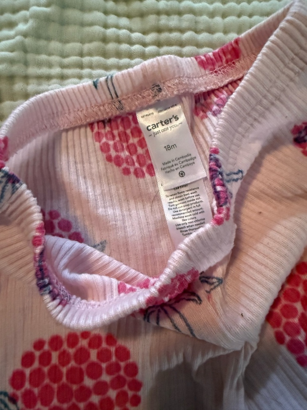 Carter's Pink Raspberry-Print Ribbed Pajama Set - Picture 2 of 3
